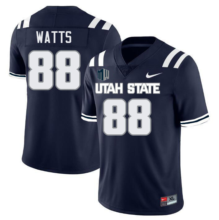 Utah State Aggies #88 Britton Watts College Football Jerseys Stitched-Navy